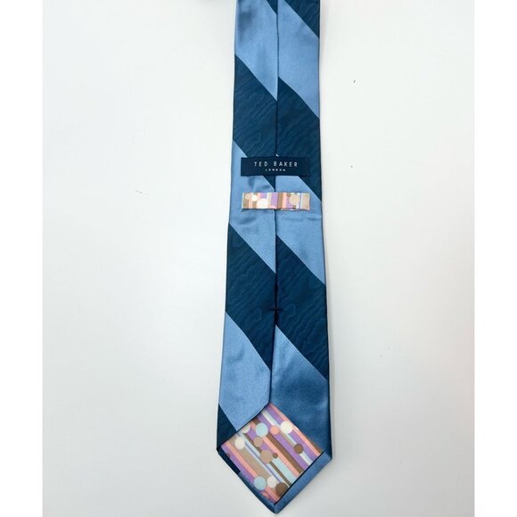 Ted Baker Blue Striped Silk Tie - Picture 2 of 3